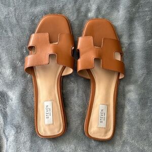 Steve Madden Cognac Brown Slide Sandals